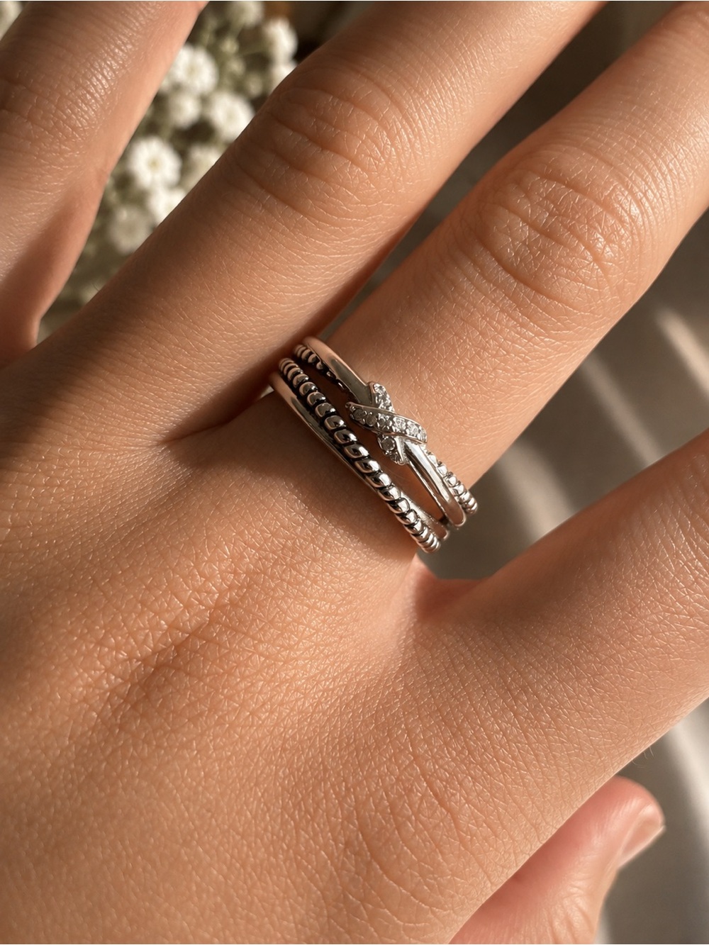 David Yurman X Crossover Band Ring Sterling Silver & Diamonds 6mm Size 9